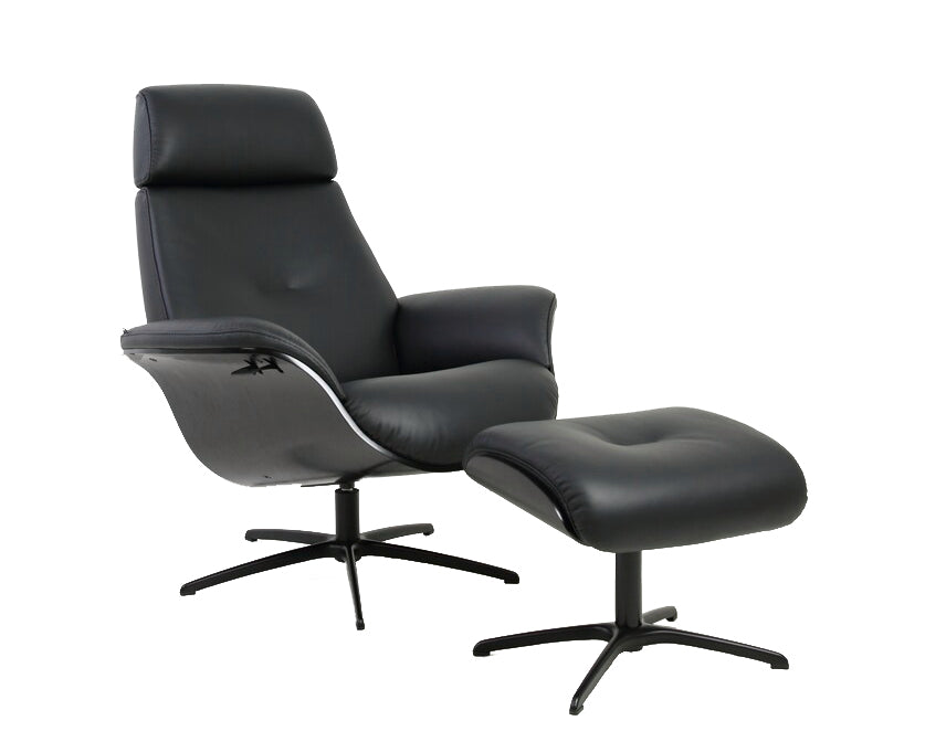 Fauteuils inclinable Falcon avec repose-pieds en Noir