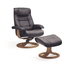 Load image into Gallery viewer, Mustang chair with footstool in black leather
